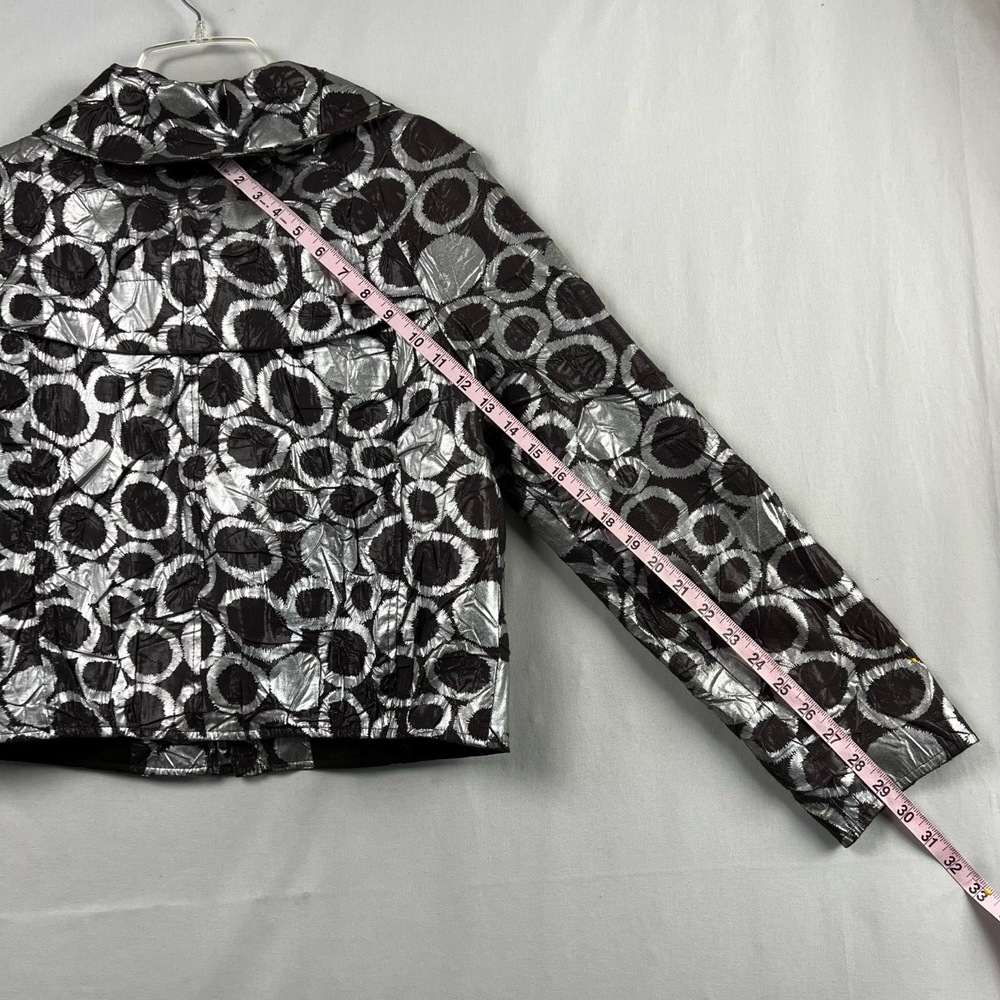Joseph Ribkoff Jacket Womens size 8 Zip Up Shimmer Metallic Cowl Neck - Picture 11 of 15